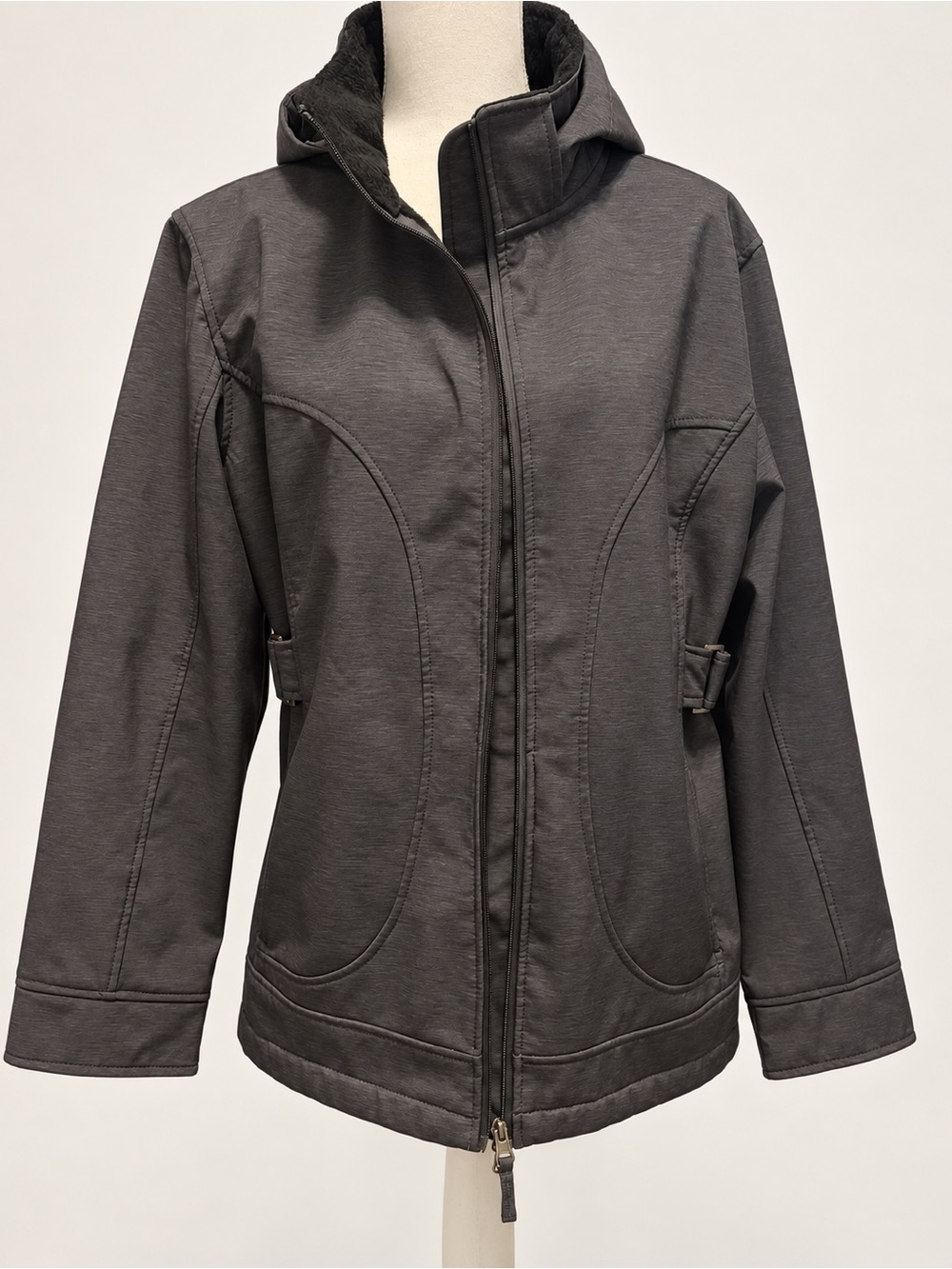 Free Country Women’s Charcoal Gray Hooded Jacket — Size L